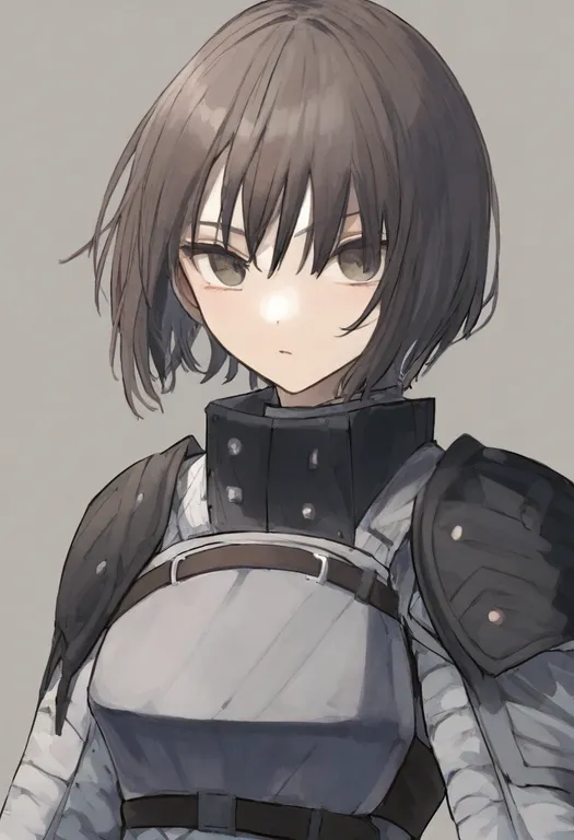 masterpiece, best quality, general, body armor, 1girl, solo, simple background — by k3scat, made with ComfyUI