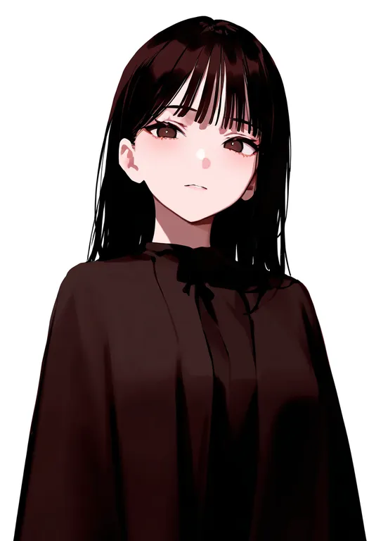 masterpiece, best quality, newest, absurdres, highres, safe, brown_capelet, 1girl, solo, simple_background — by k3scat, made with ComfyUI