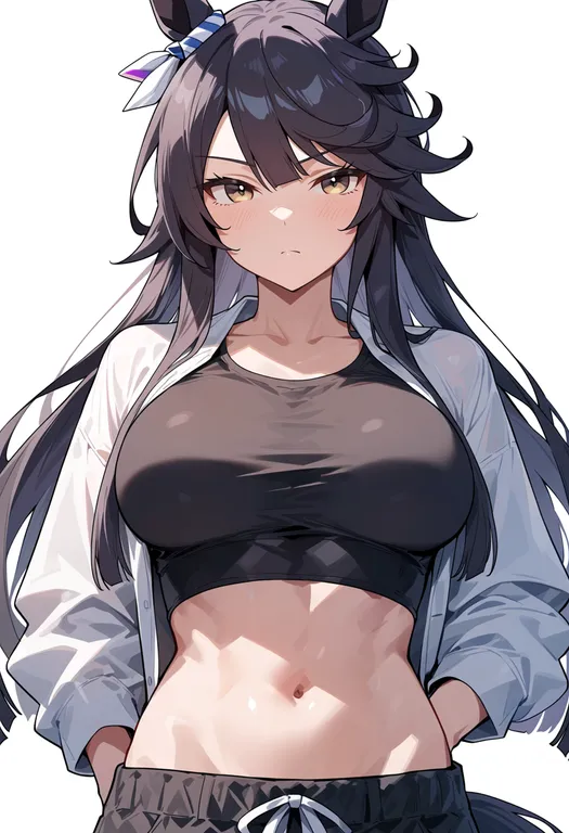 masterpiece, best quality, score_7, safe, narita brian (maverick) (umamusume), umamusume, solo, upper body… — by k3scat, made with ComfyUI