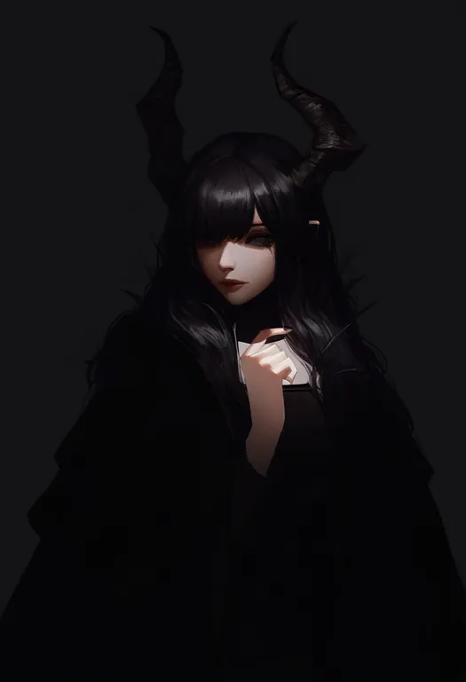 masterpiece, best quality, newest, absurdres, highres, safe, horns, 1girl, solo, simple_background — by k3scat, made with ComfyUI