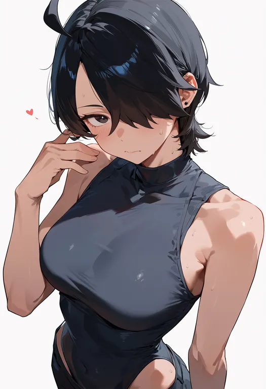 masterpiece, best quality, score_7, safe, araragi koyomi, solo, upper body, simple background — by k3scat, made with ComfyUI