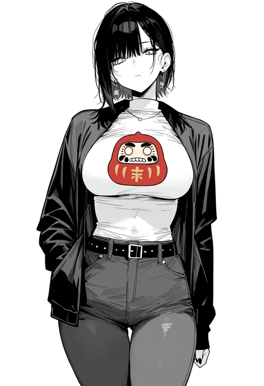 masterpiece, best quality, score_7, safe, daruma doll, 1girl, solo, simple background — by k3scat, made with ComfyUI