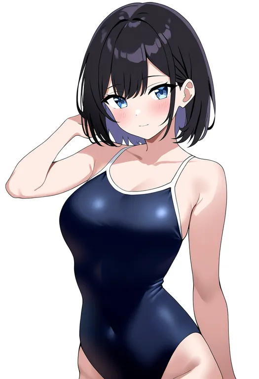 masterpiece, best quality, newest, absurdres, highres, safe, new_school_swimsuit, 1girl, solo, simple_background — by k3scat, made with ComfyUI