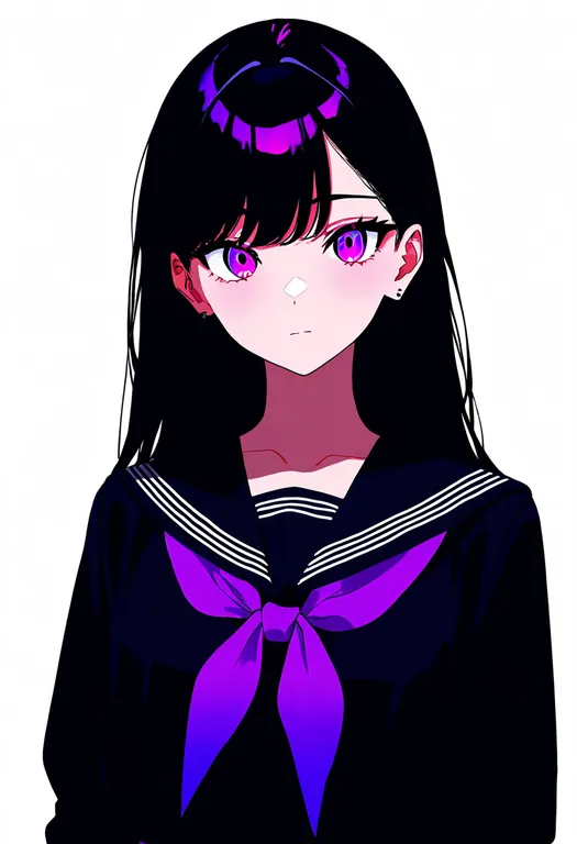 masterpiece, best quality, newest, absurdres, highres, safe, purple_neckerchief, 1girl, solo, simple_background — by k3scat, made with ComfyUI