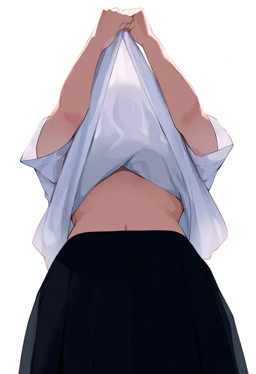 masterpiece, best quality, newest, absurdres, highres, safe, upshirt, 1girl, solo, simple_background — by k3scat, made with ComfyUI