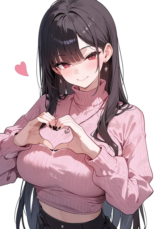 masterpiece, best quality, score_7, safe, heart hands, 1girl, solo, upper body, simple background — by k3scat, made with ComfyUI