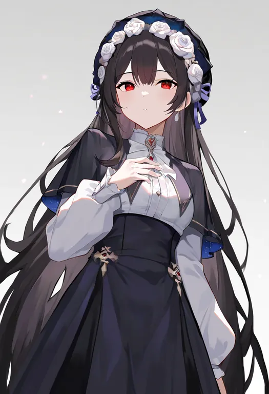 masterpiece, best quality, newest, absurdres, highres, safe, white_rose, 1girl, solo, simple_background — by k3scat, made with ComfyUI