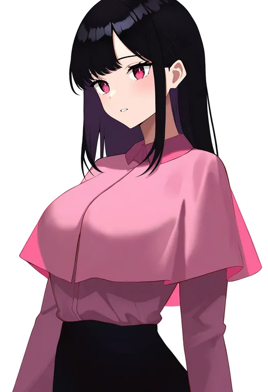 masterpiece, best quality, newest, absurdres, highres, safe, pink_capelet, 1girl, solo, simple_background — by k3scat, made with ComfyUI