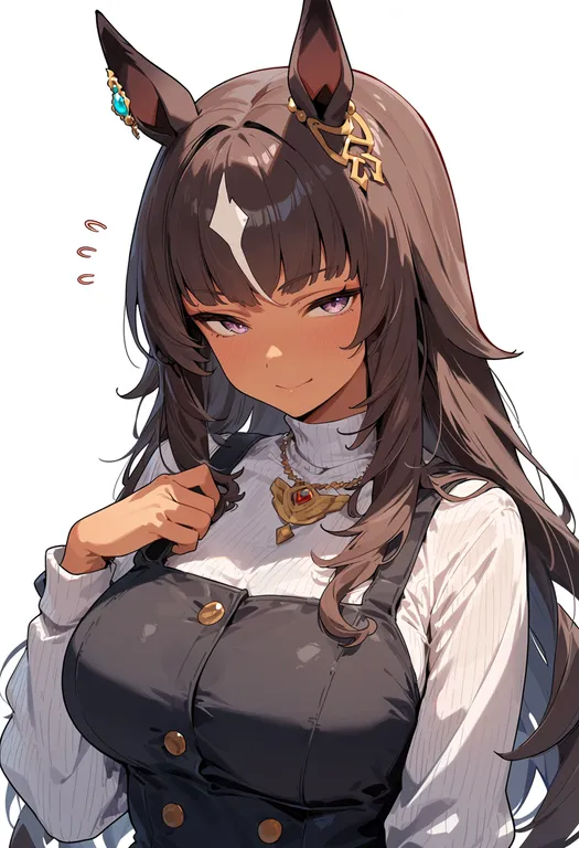 masterpiece, best quality, score_7, safe, rulership (umamusume), umamusume, solo, upper body, simple background — by k3scat, made with ComfyUI
