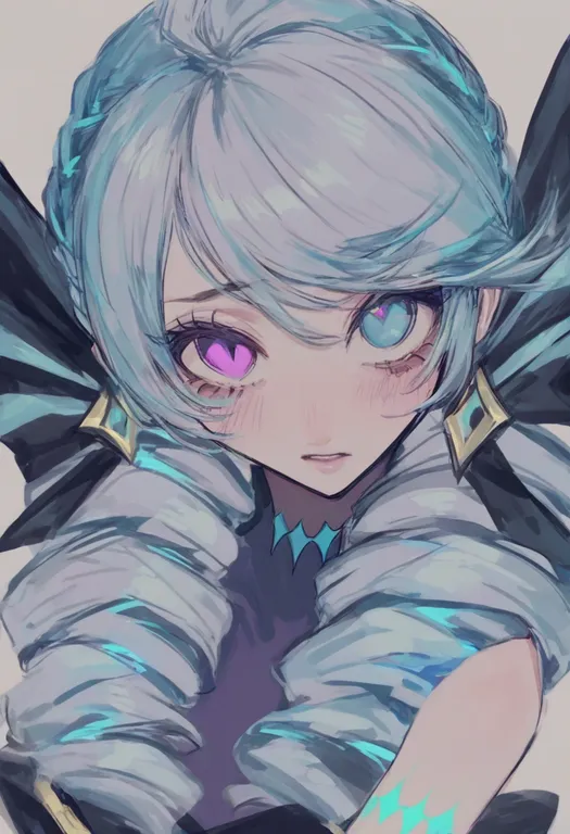 masterpiece, best quality, general, gwen (league of legends), league of legends, solo, upper body, simple background — by k3scat, made with ComfyUI