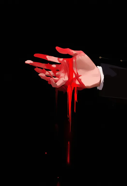 masterpiece, best quality, newest, absurdres, highres, safe, blood_on_hands, 1girl, solo, simple_background — by k3scat, made with ComfyUI