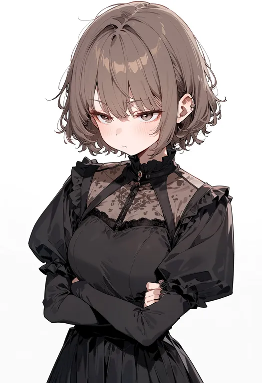 masterpiece, best quality, score_7, safe, puffy sleeves, 1girl, solo, upper body, simple background — by k3scat, made with ComfyUI