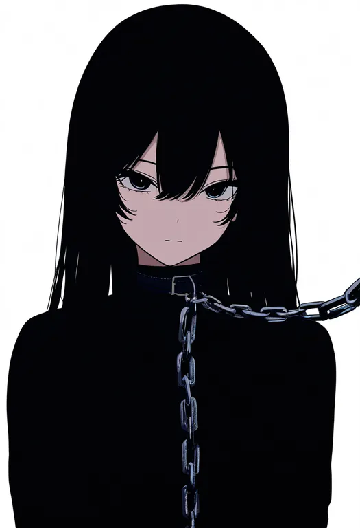 masterpiece, best quality, newest, absurdres, highres, safe, chain_leash, 1girl, solo, simple_background — by k3scat, made with ComfyUI