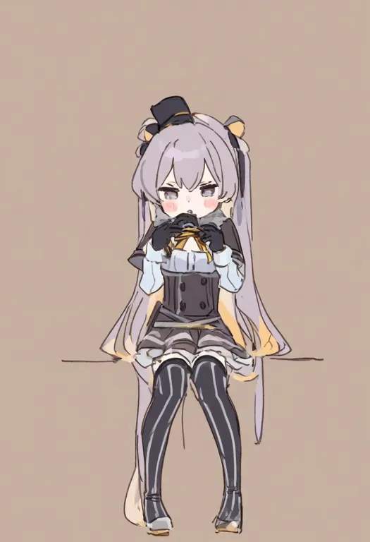 masterpiece, best quality, general, vertical-striped thighhighs, 1girl, solo, simple background — by k3scat, made with ComfyUI