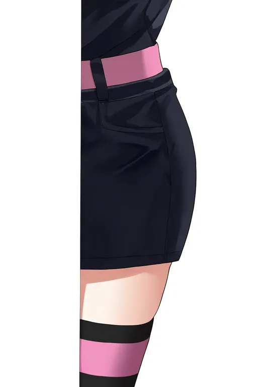 masterpiece, best quality, newest, absurdres, highres, safe, striped_thighhighs, 1girl, solo, simple_background — by k3scat, made with ComfyUI