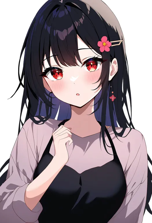 masterpiece, best quality, newest, absurdres, highres, safe, flower_hairpin, 1girl, solo, simple_background — by k3scat, made with ComfyUI