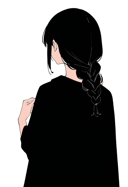 masterpiece, best quality, newest, absurdres, highres, safe, braiding_another's_hair, 1girl, solo, simple_background — by k3scat, made with ComfyUI