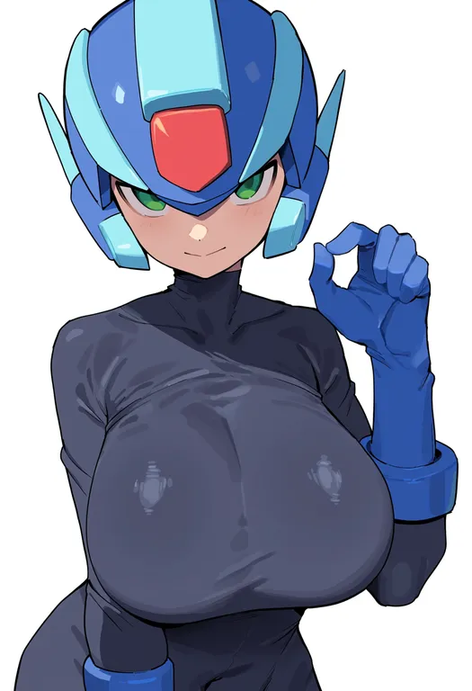 masterpiece, best quality, score_7, safe, zero(z) (mega man), solo, upper body, simple background — by k3scat, made with ComfyUI