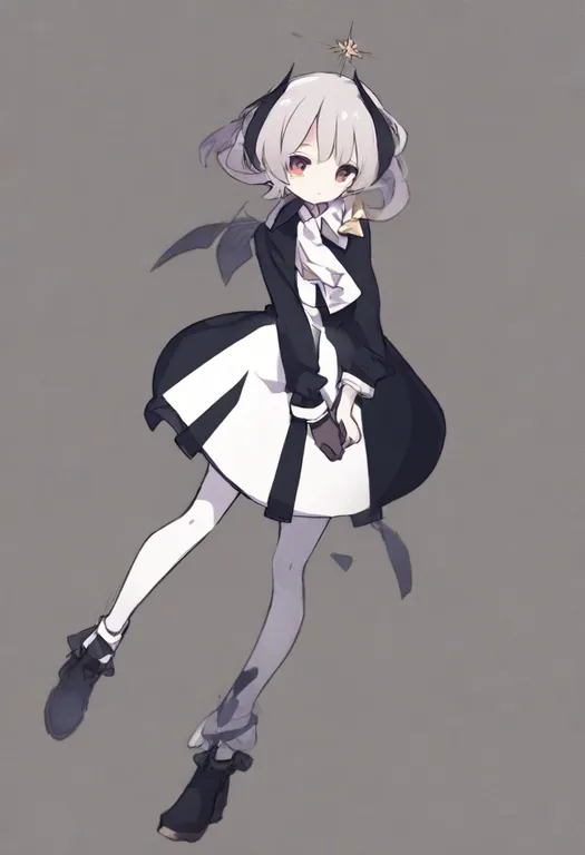 masterpiece, best quality, general, two-tone dress, 1girl, solo, simple background — by k3scat, made with ComfyUI