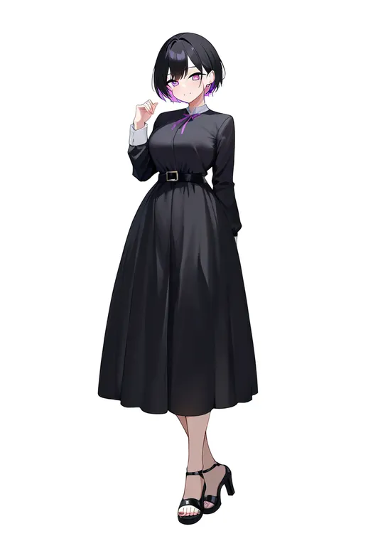 masterpiece, best quality, newest, absurdres, highres, safe, block_heels, 1girl, solo, simple_background — by k3scat, made with ComfyUI