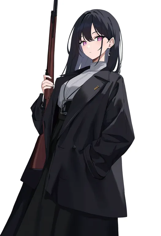 masterpiece, best quality, newest, absurdres, highres, safe, bolt_action, 1girl, solo, simple_background — by k3scat, made with ComfyUI