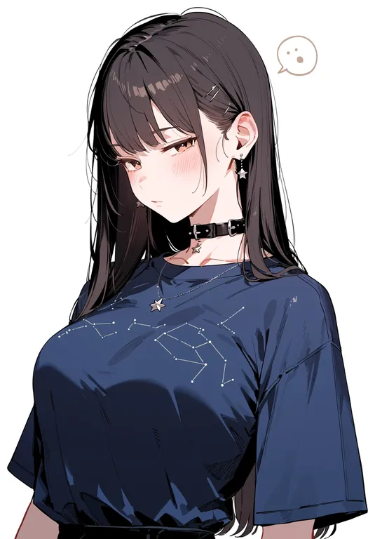 masterpiece, best quality, score_7, safe, constellation print, 1girl, solo, upper body, simple background — by k3scat, made with ComfyUI