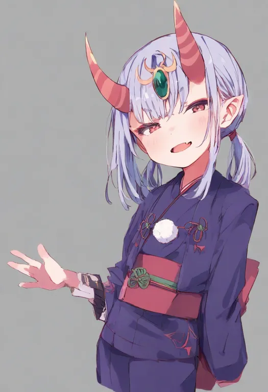 masterpiece, best quality, general, skin-covered horns, 1girl, solo, simple background — by k3scat, made with ComfyUI