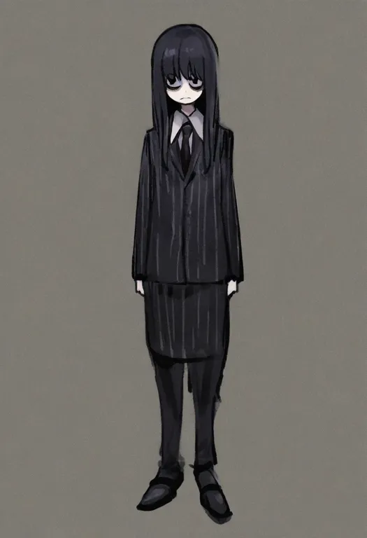 masterpiece, best quality, general, the addams family, solo, simple background — by k3scat, made with ComfyUI