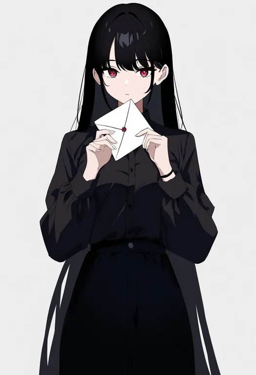 masterpiece, best quality, newest, absurdres, highres, safe, envelope, 1girl, solo, simple_background — by k3scat, made with ComfyUI