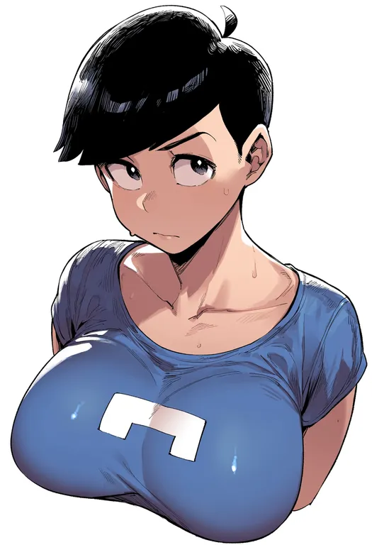 masterpiece, best quality, score_7, safe, matsuno karamatsu, solo, upper body, simple background — by k3scat, made with ComfyUI
