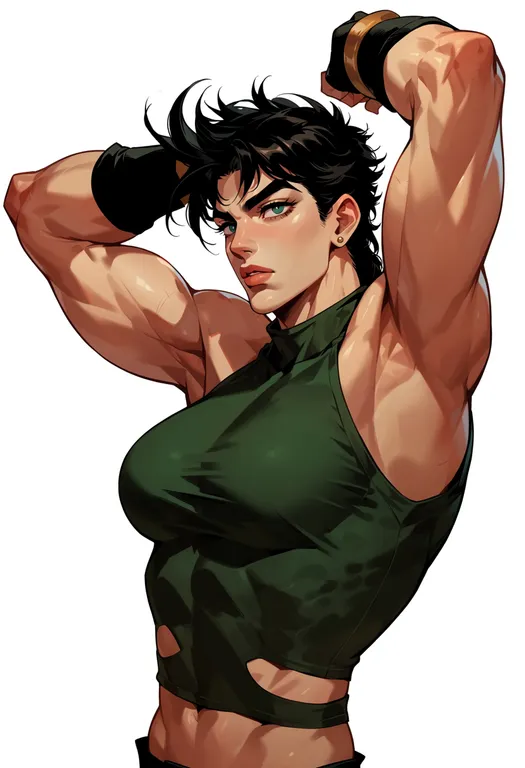 masterpiece, best quality, score_7, safe, joseph joestar (old), solo, upper body, simple background — by k3scat, made with ComfyUI