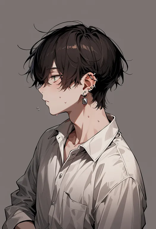 masterpiece, best quality, score_7, safe, frenulum piercing, 1boy, solo, upper body, simple background — by k3scat, made with ComfyUI
