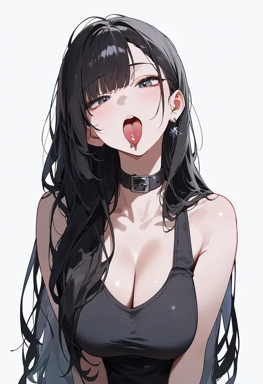 masterpiece, best quality, score_7, safe, full mouth, 1girl, solo, upper body, simple background — by k3scat, made with ComfyUI