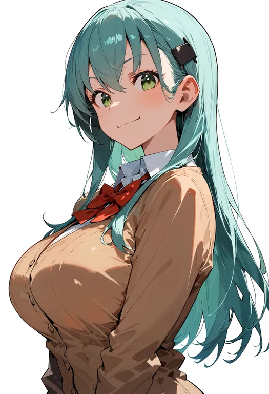 masterpiece, best quality, score_7, safe, suzuya (kancolle), kantai collection, solo, upper body, simple background — by k3scat, made with ComfyUI