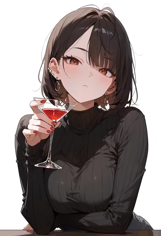 masterpiece, best quality, score_7, safe, martini, 1girl, solo, upper body, simple background — by k3scat, made with ComfyUI
