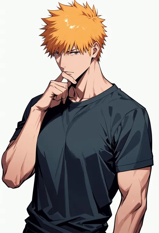 masterpiece, best quality, score_7, safe, kurosaki ichigo, solo, upper body, simple background — by k3scat, made with ComfyUI