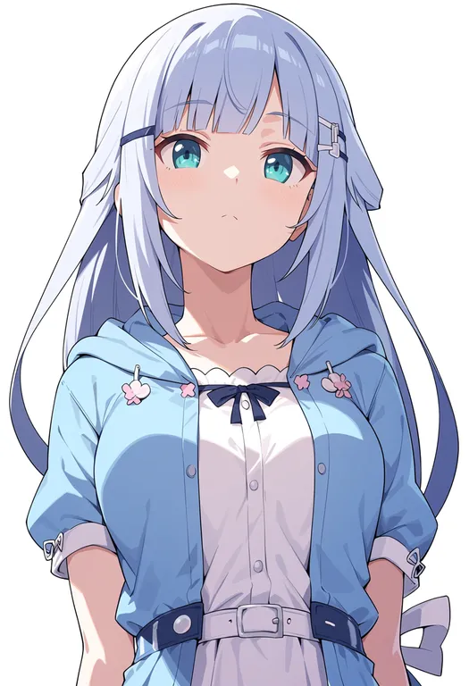 masterpiece, best quality, score_7, safe, shiraishi tsumugi, solo, upper body, simple background — by k3scat, made with ComfyUI