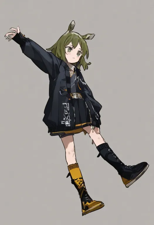 masterpiece, best quality, general, two-tone boots, 1girl, solo, simple background — by k3scat, made with ComfyUI