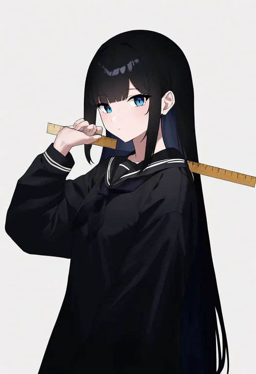 masterpiece, best quality, newest, absurdres, highres, safe, ruler, 1girl, solo, simple_background — by k3scat, made with ComfyUI