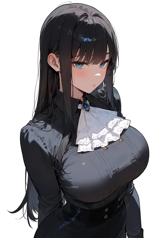 masterpiece, best quality, score_7, safe, white ascot, 1girl, solo, upper body, simple background — by k3scat, made with ComfyUI