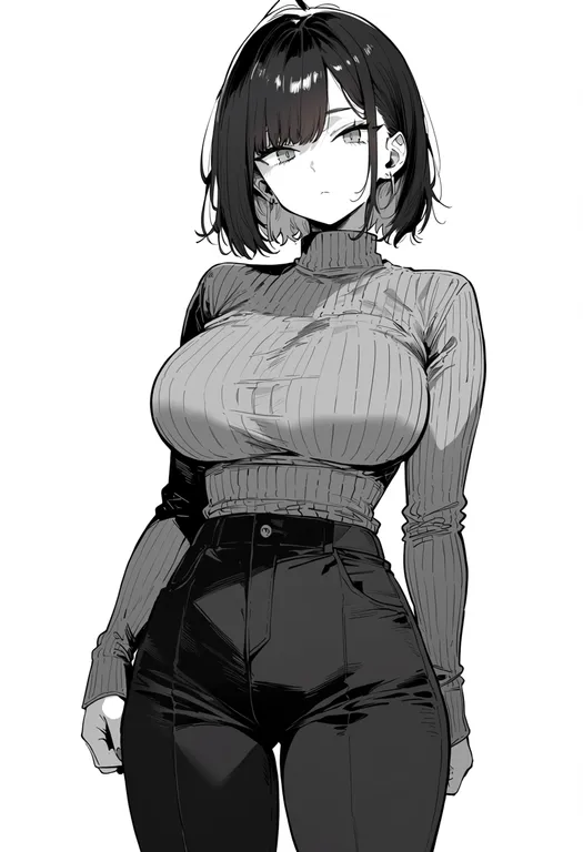 masterpiece, best quality, score_7, safe, dress pants, 1girl, solo, simple background — by k3scat, made with ComfyUI
