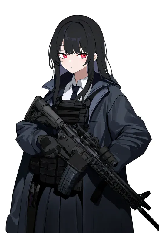 masterpiece, best quality, newest, absurdres, highres, safe, magazine_(weapon), 1girl, solo, simple_background — by k3scat, made with ComfyUI