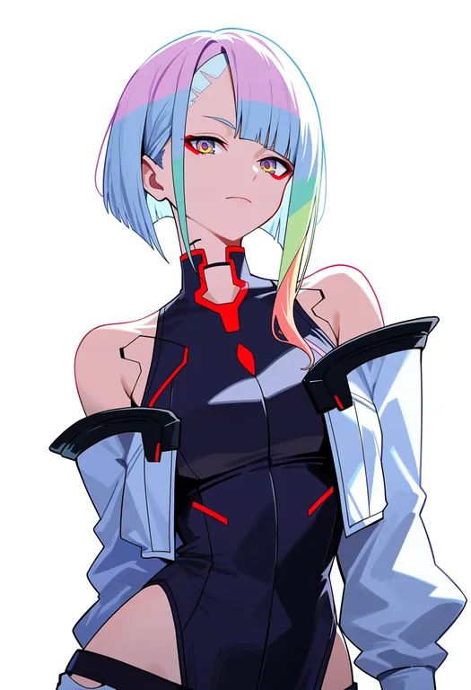 masterpiece, best quality, score_7, safe, lucy (cyberpunk), solo, upper body, simple background — by k3scat, made with ComfyUI