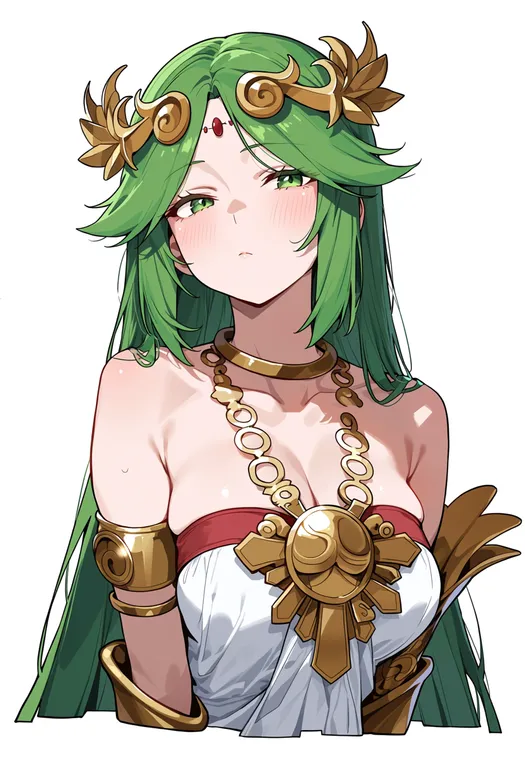 masterpiece, best quality, score_7, safe, palutena, solo, upper body, simple background — by k3scat, made with ComfyUI
