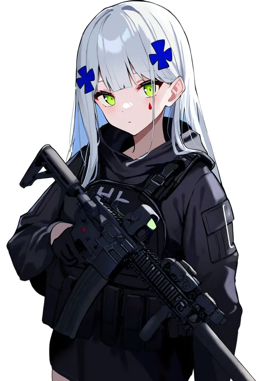 masterpiece, best quality, newest, absurdres, highres, safe, h&k_hk416, 1girl, solo, simple_background — by k3scat, made with ComfyUI