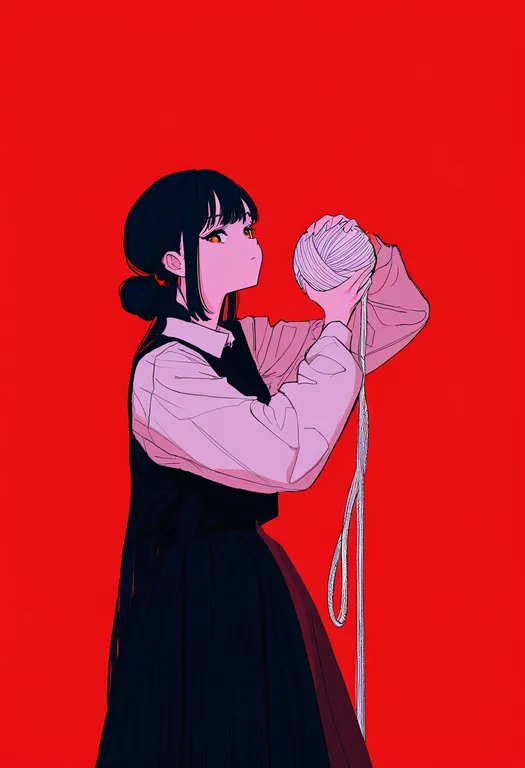 masterpiece, best quality, newest, absurdres, highres, safe, yarn_ball, 1girl, solo, simple_background — by k3scat, made with ComfyUI