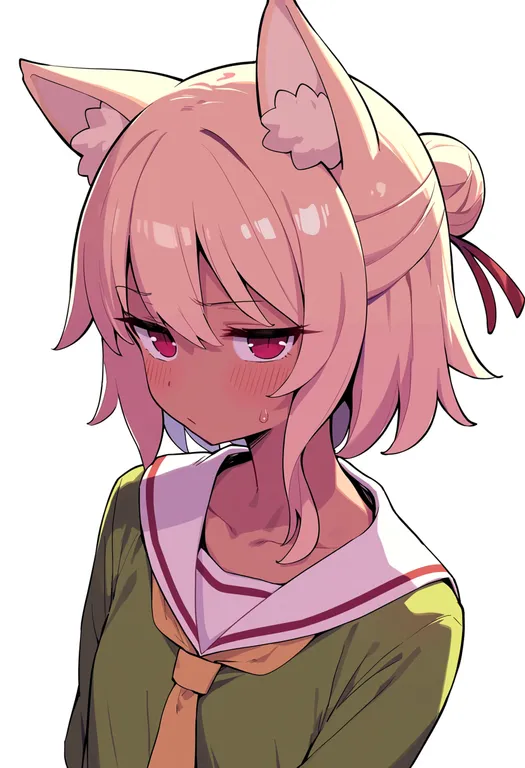 masterpiece, best quality, score_7, safe, kemomimi-chan (naga u), solo, upper body, simple background — by k3scat, made with ComfyUI