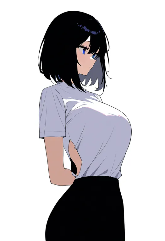 masterpiece, best quality, newest, absurdres, highres, safe, sideless_shirt, 1girl, solo, simple_background — by k3scat, made with ComfyUI