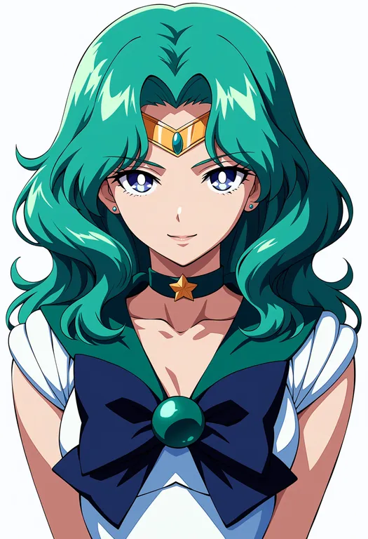 masterpiece, best quality, score_7, safe, sailor neptune, solo, upper body, simple background — by k3scat, made with ComfyUI