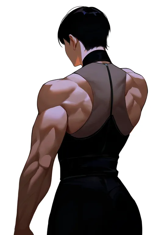 masterpiece, best quality, newest, absurdres, highres, safe, muscular_arms, 1girl, solo, simple_background — by k3scat, made with ComfyUI